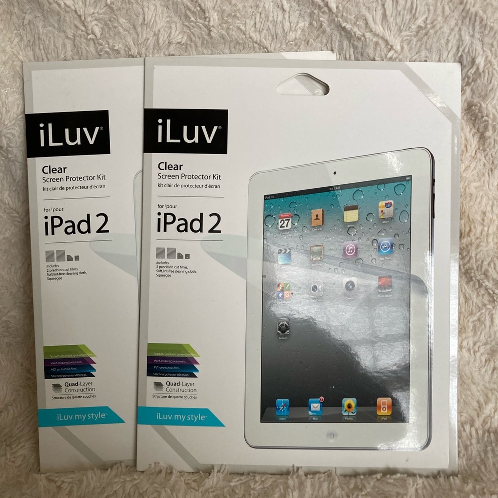 NWT Iluv Clear Screen Protector Kit Set of Two for iPad 2 - Each has 2 films
